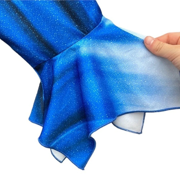 Blouse black and blue women's size large with flared arms - Picture 4 of 5